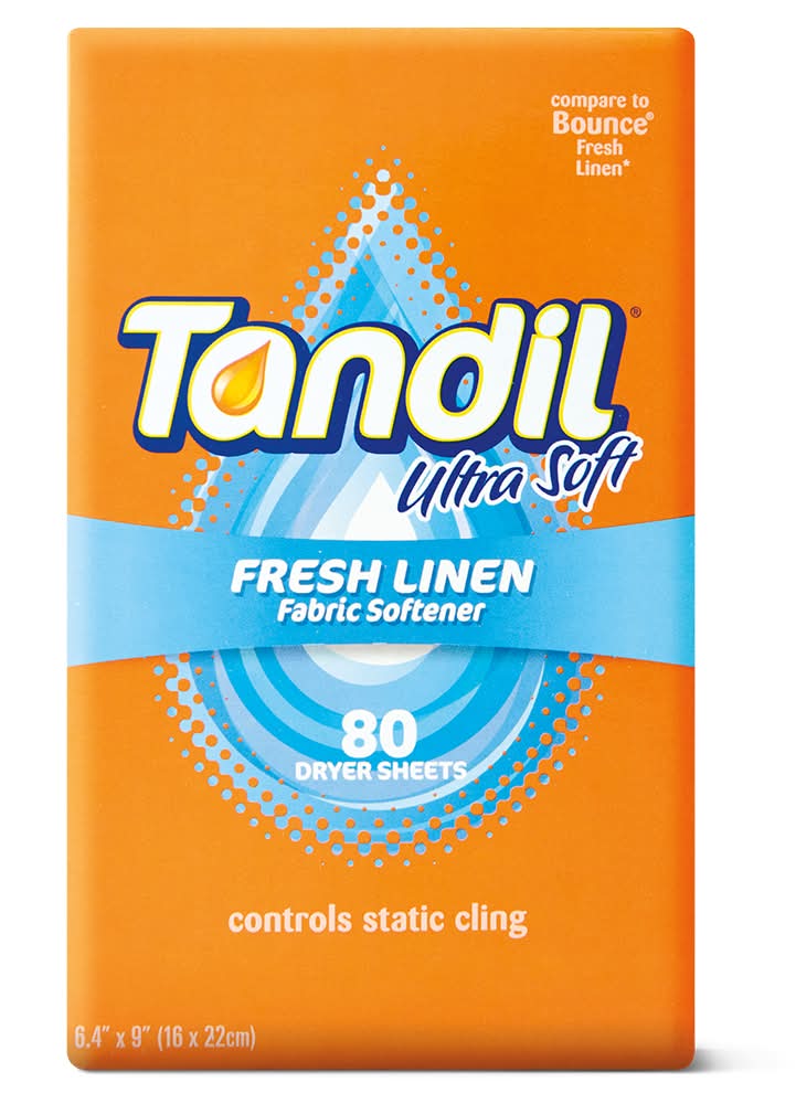 Tandil Fabric Softener Dryer Sheet, Fresh Linen, 6.4x9 in (80 ct)