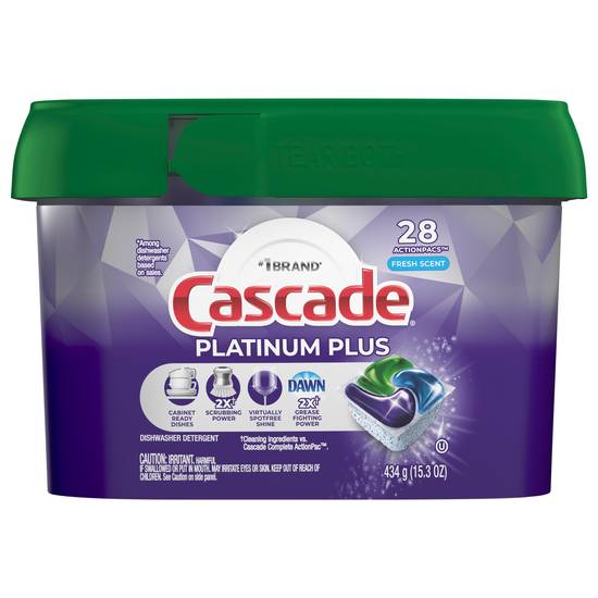 Cascade Platinum Plus Fresh Dishwasher Detergent Pods (28 ct)