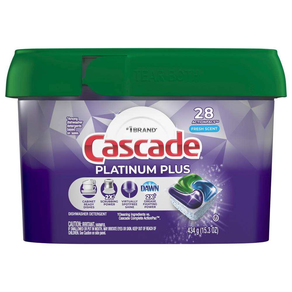 Cascade Platinum Plus Dishwasher Detergent Pods, Fresh (15.3 oz, 28 ct)