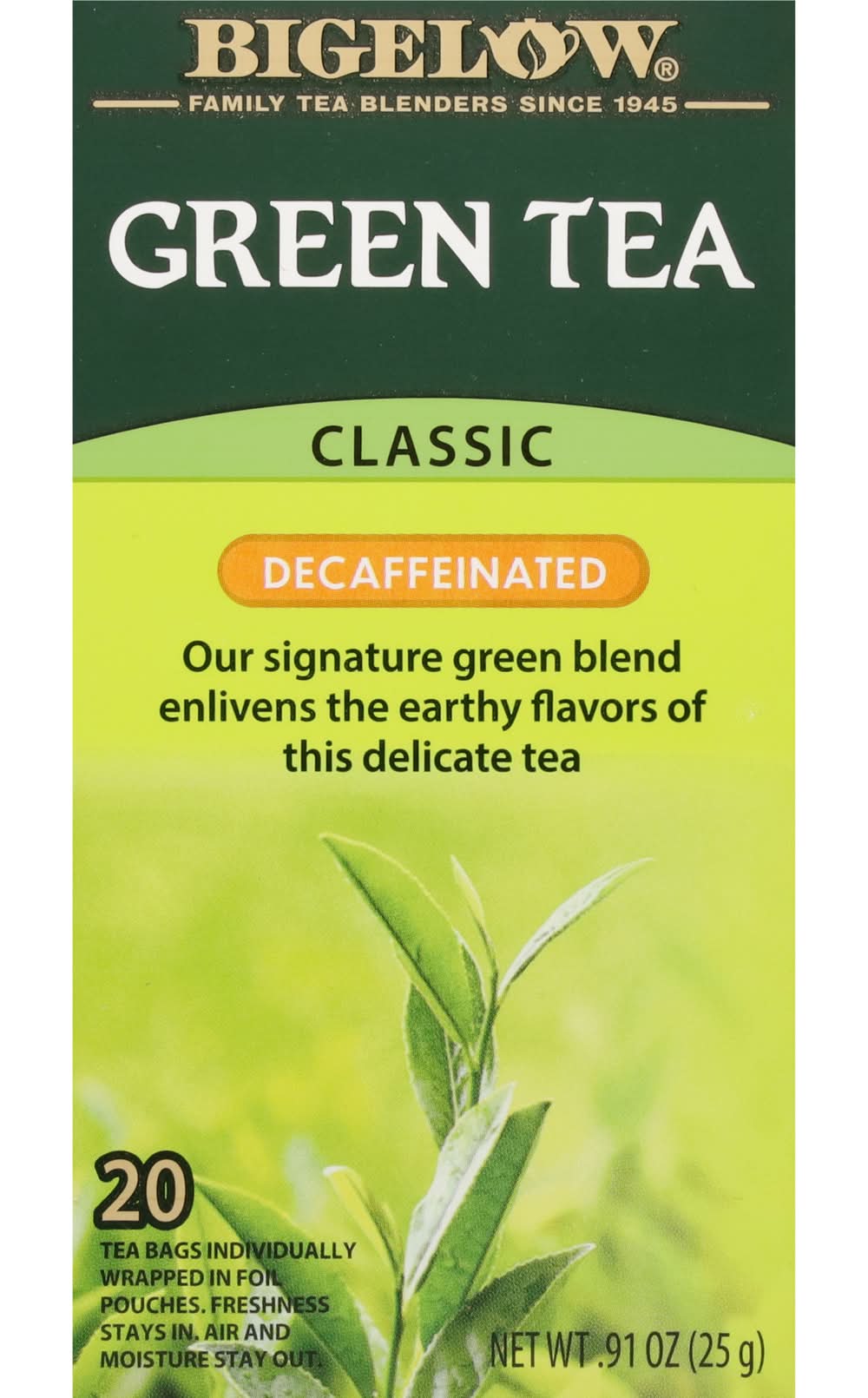 Bigelow Decaffeinated Classic Green Tea (0.91 oz, 20 ct)