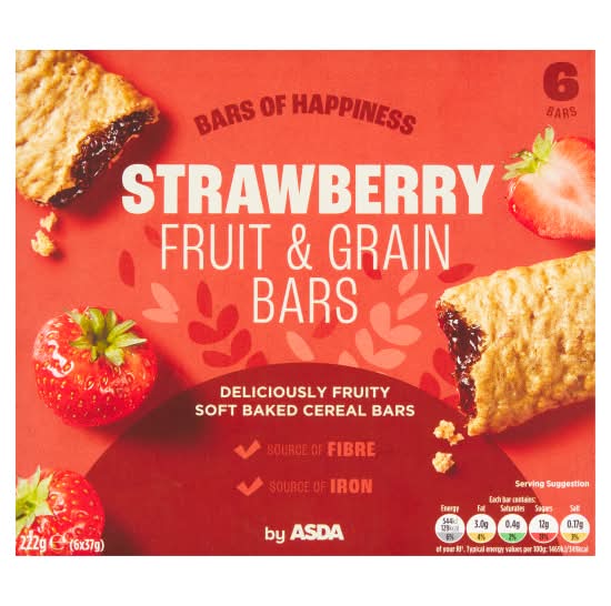 ASDA Strawberry, Fruit & Grain Bars (6 pack)