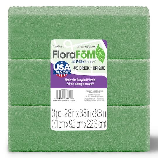 Floracraft Foam Bricks, 2.8x3.8x8.8 in, Green (3 ct)