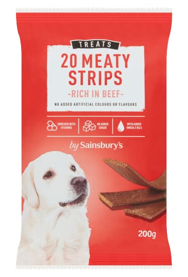 Sainsbury's Meaty Strip Dog Treats With Beef (200g)