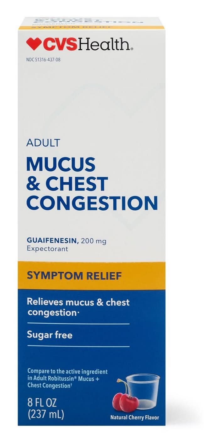 Cvs Mucus & Chest Congestion Relief, Natural Cherry, 8 Oz