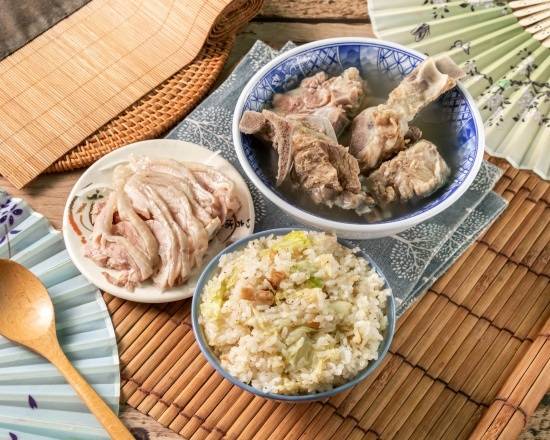 原汁排骨湯高麗菜飯及紹興醉雞腿套餐