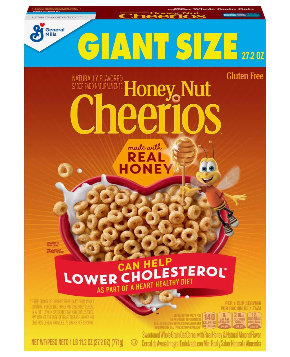 General Mills Gluten Free Giant Size Cheerios Breakfast Cereal, Honey Nut (27.2 oz)