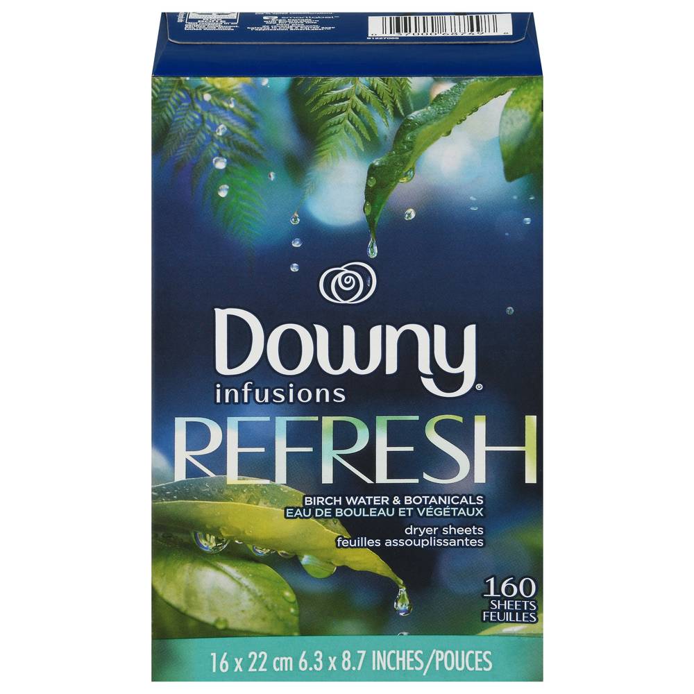 Downy Infusions Refresh Birch Water & Botanicals Dryer Sheets (0.9 lbs)