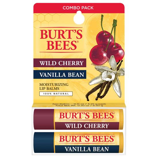 Burt's Bees Wild Cherry Vanilla Bean Moisturizing Lip Balms (2 ct)