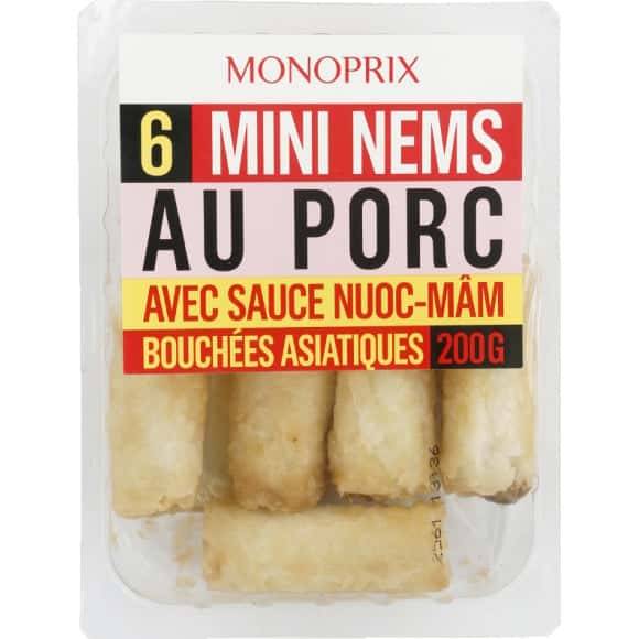 Monoprix Mini Nems Au Porc Avec Sauce Nuoc-Mam La Barquette De 6 - 200 G