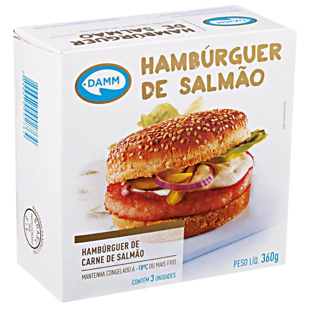 Damm hambúrguer de salmão congelado (360g)