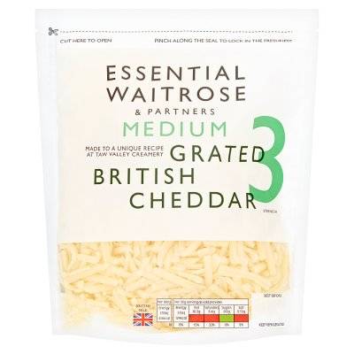 Essential Waitrose & Partners Grated British Cheddar Cheese (250g)