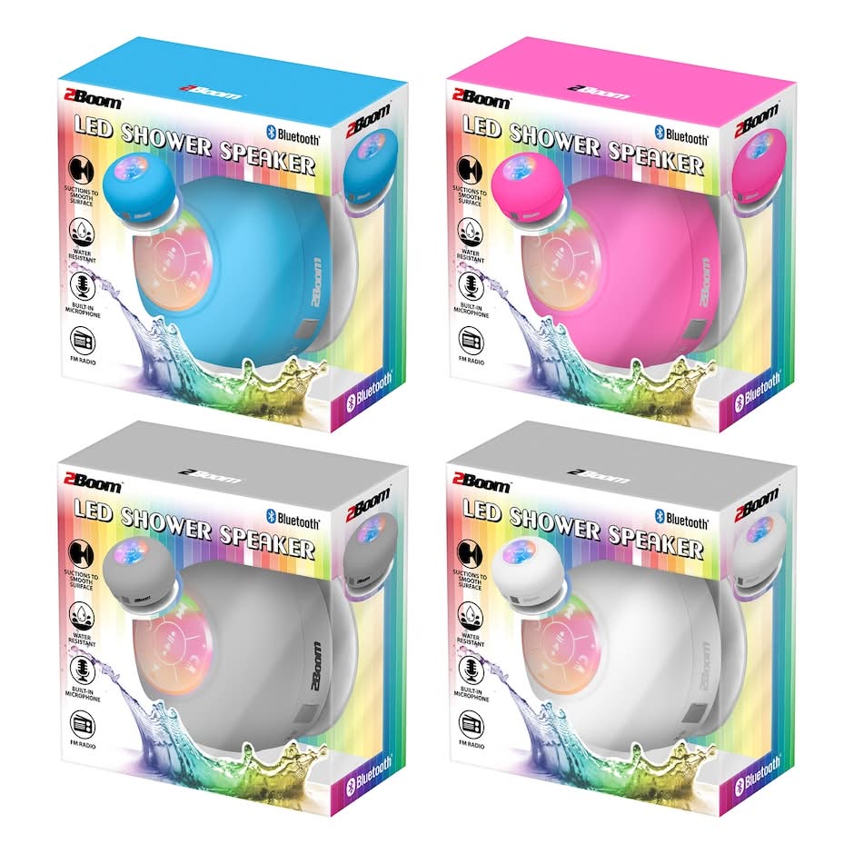 Boom Bluetooth Led Shower Speaker, Assorted