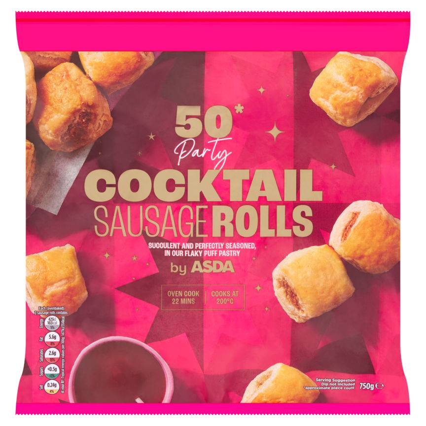 Asda 50 Party Cocktail Sausage Rolls 750g