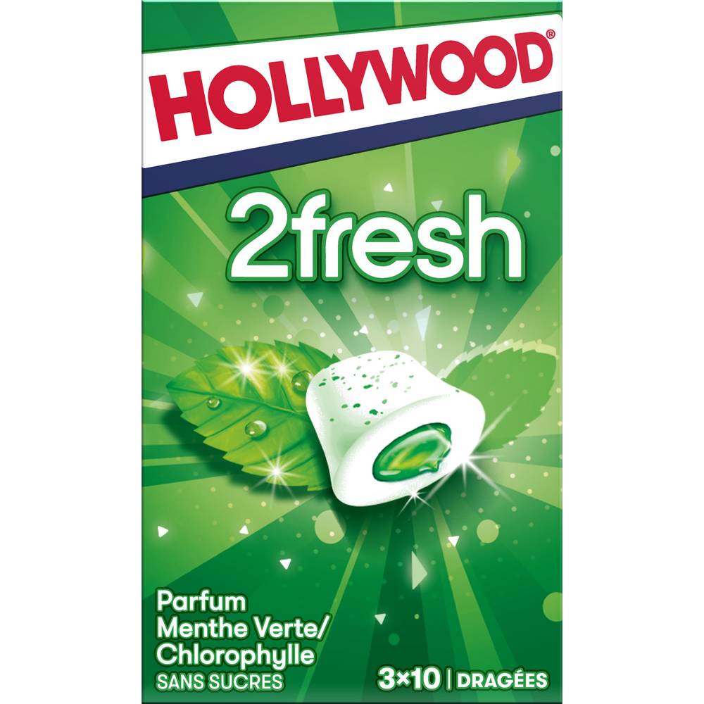 Hollywood - 2Fresh chewing-gum sans sucres, menthe verte - chlorophylle (30)