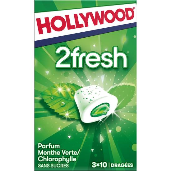 Hollywood - 2Fresh chewing-gum sans sucres (menthe verte - chlorophylle)