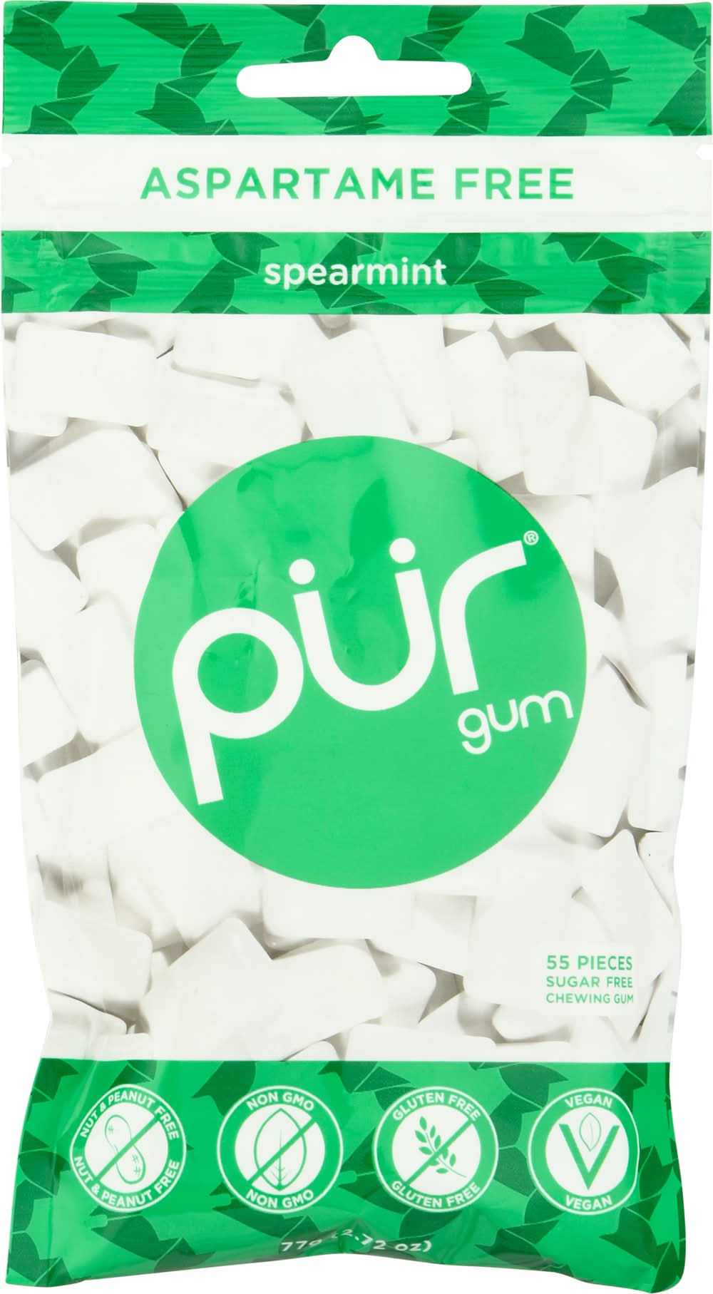 PUR Aspartame Free Sugar Free Chewing Gum, Spearmint (2.72 oz, 55 ct)