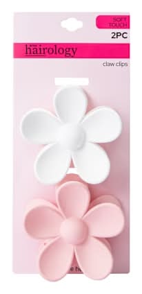Color Flower Claw Clips 2-Pack Pink/White