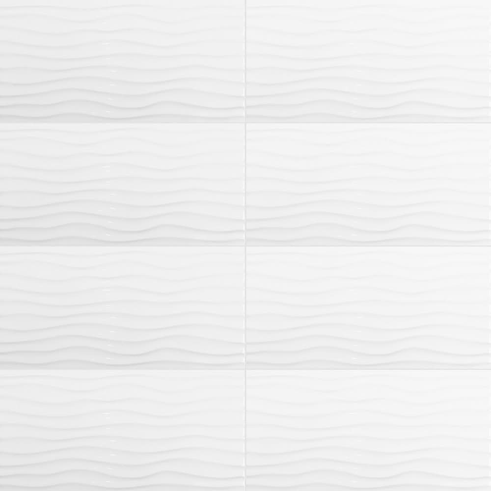 Satori Hudson Brilliant White Motion 12-in x 24-in Glossy Ceramic Large format Wall Tile ( 1.93-sq ft Piece ) | 1001-0207-1