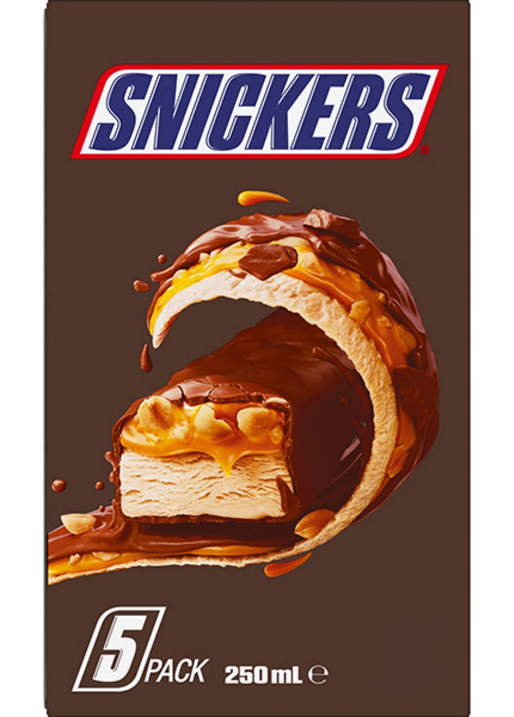 Snickers Ice Cream Bars, Chocolate-Peanut (250mL, 5 pack)