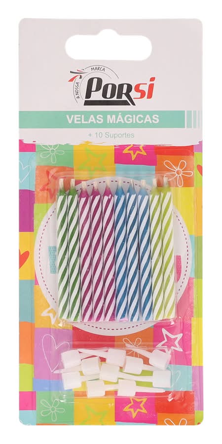 PorSi - Vela mágica pack de 10 unidades