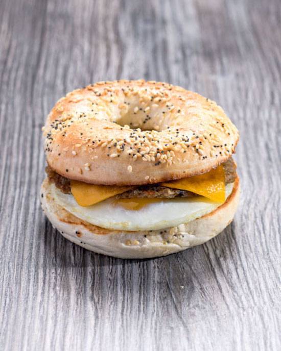 Egg, Cheese, and Sausage Bagel