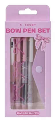 Bow Pen Set 5-Pack Pink Bow