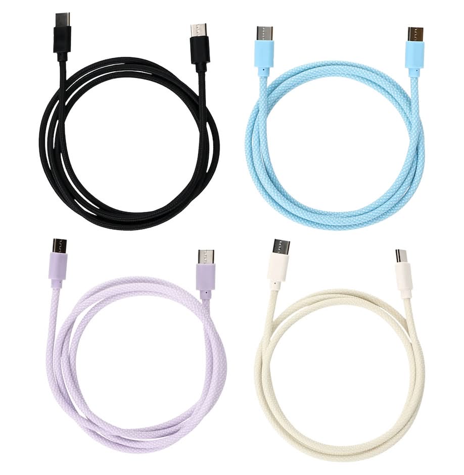 E-circuit USB Type C To USB Type C Braided Cable, Assorted Colors