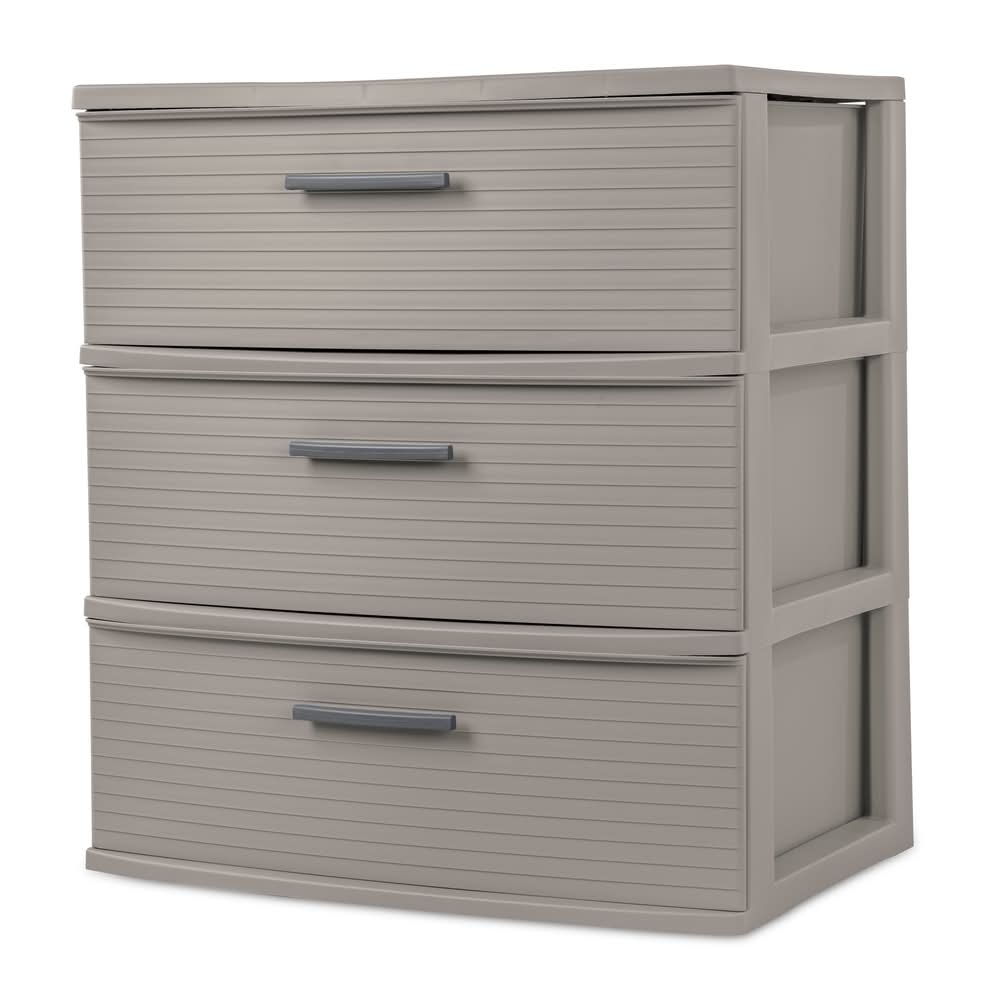 Brightroom 3 Drawer Wide Tower Storage Cabinet, Dark Gray