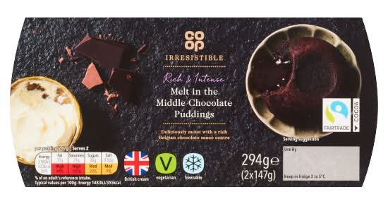 Co-op Irresistible Melt in the Middle Chocolate Puddings (2 x 147g)