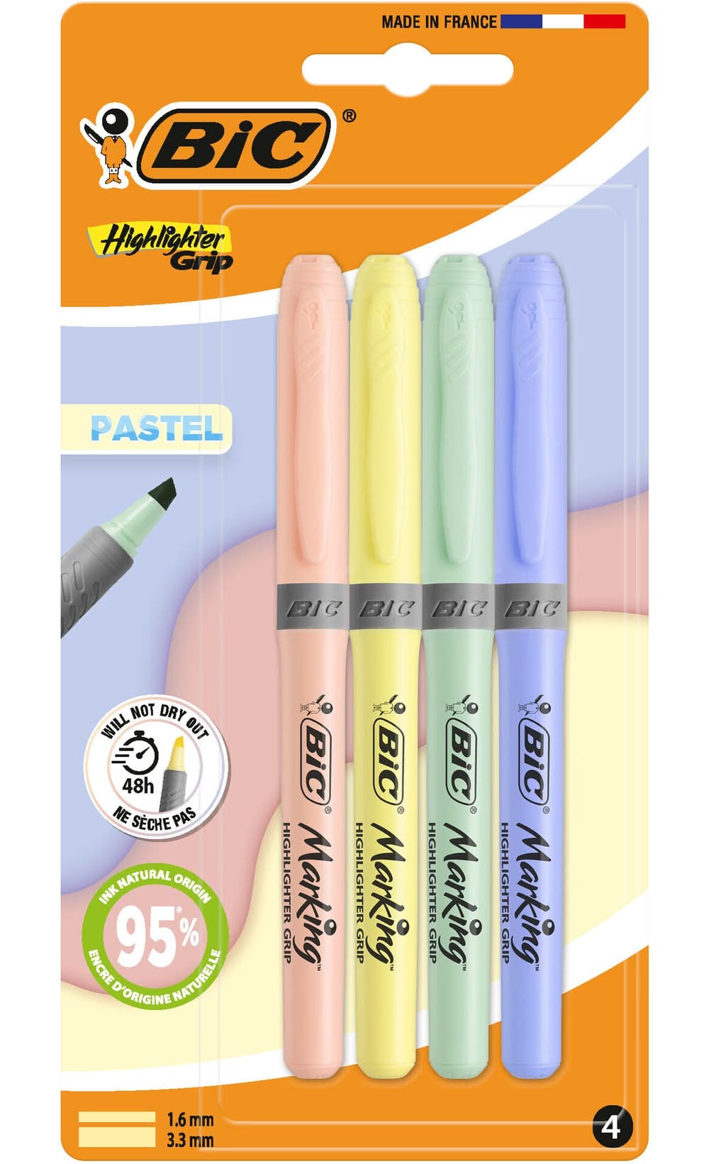 Marcador Fluor Grip Mineral Tones 4 Unidades Bic