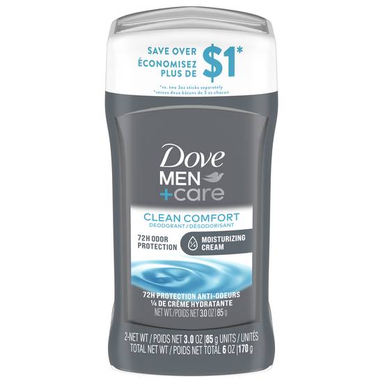 Dove Men+Care Clean Comfort Deodorant Stick (2 ct)