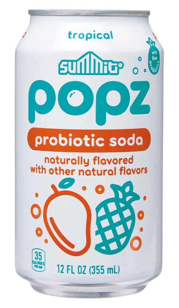 Summit Popz Probiotic Soda, Tropical (12 fl oz)
