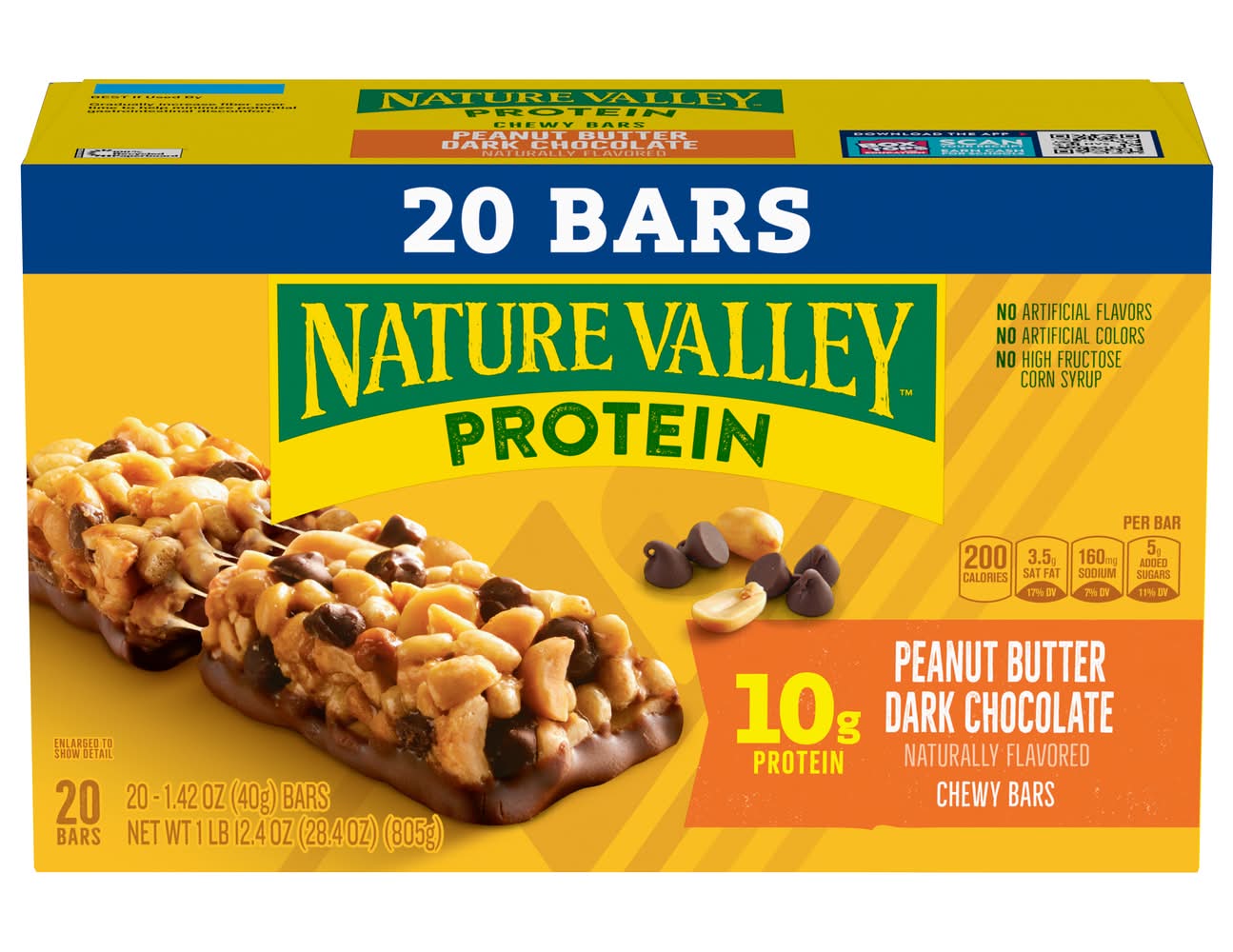 Nature Valley Protein Peanut Butter Dark Chocolate Chewy Bars (28.4 oz, 20 ct)