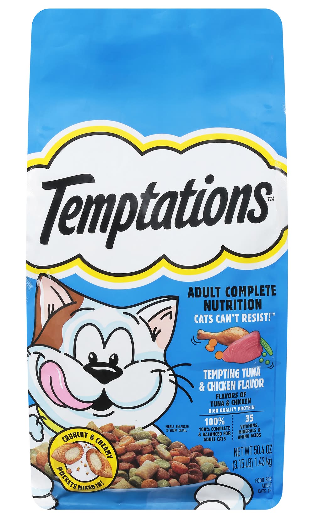 Temptations Adult Complete Nutrition Dry Cat Food, Tempting Tuna-Chicken (3.15 lbs)