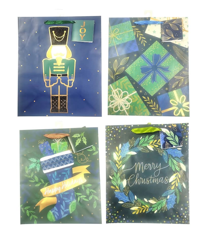 Christmas-Themed Gift Bag, 4-ct Assorted.