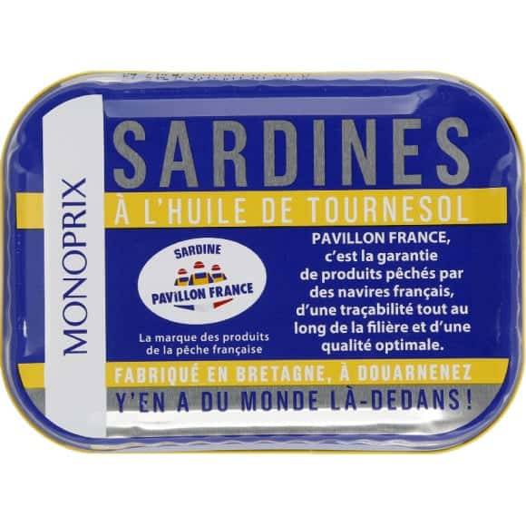 Monoprix Sardines À L'Huile De Tournesol La Boîte De 87G Net Égoutté