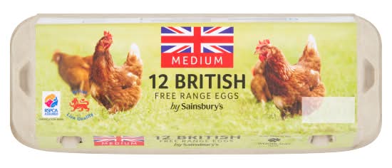Sainsbury's Medium, British Free Range Eggs (12 pack)