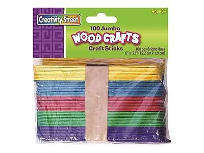 Creativity Street Jumbo Craft Sticks, Assorted Colors, 100/Pack (HB 3676-02)