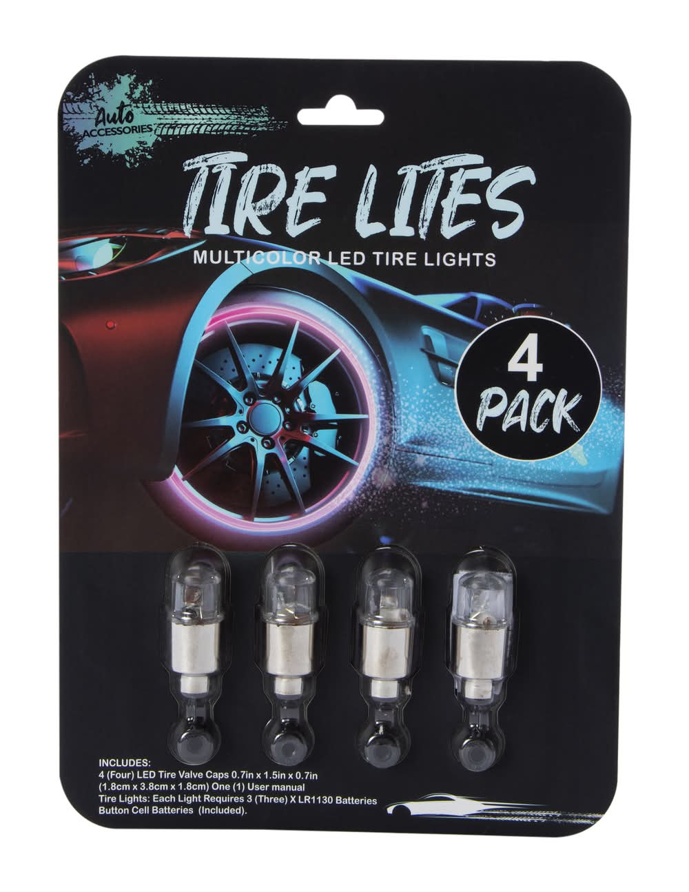 Multicolor LED Tire Lights 4-Count