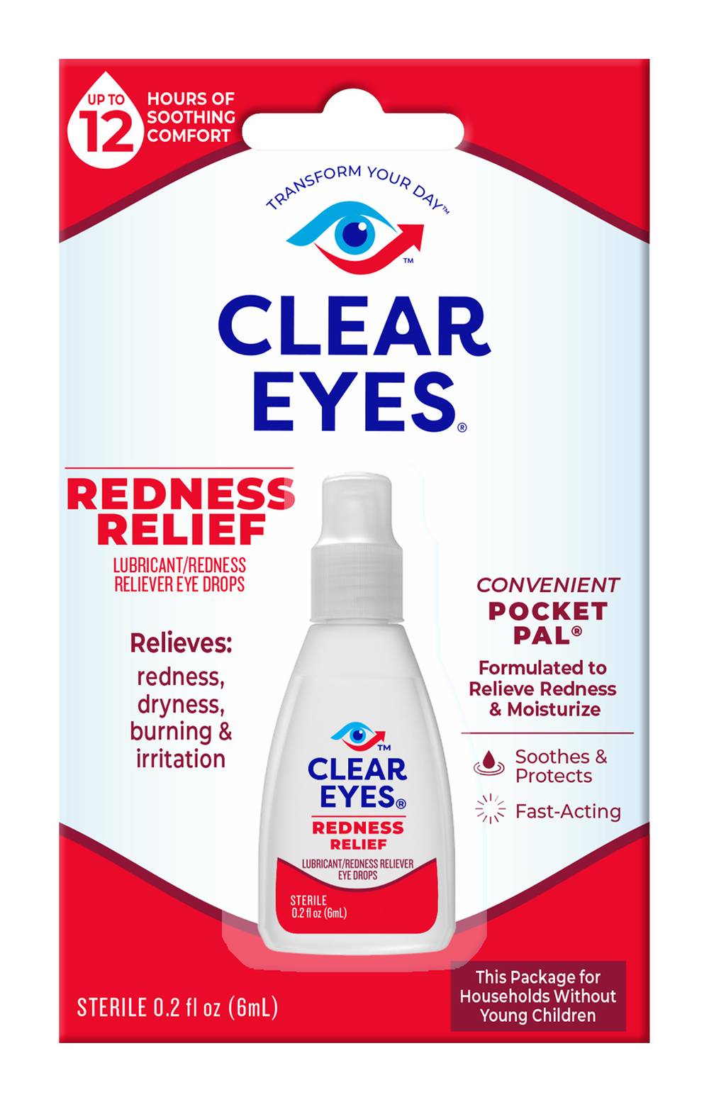 Clear Eyes Lubricant Redness Relief Handy Pocket Pal Eye Drops (0.2 fl oz)