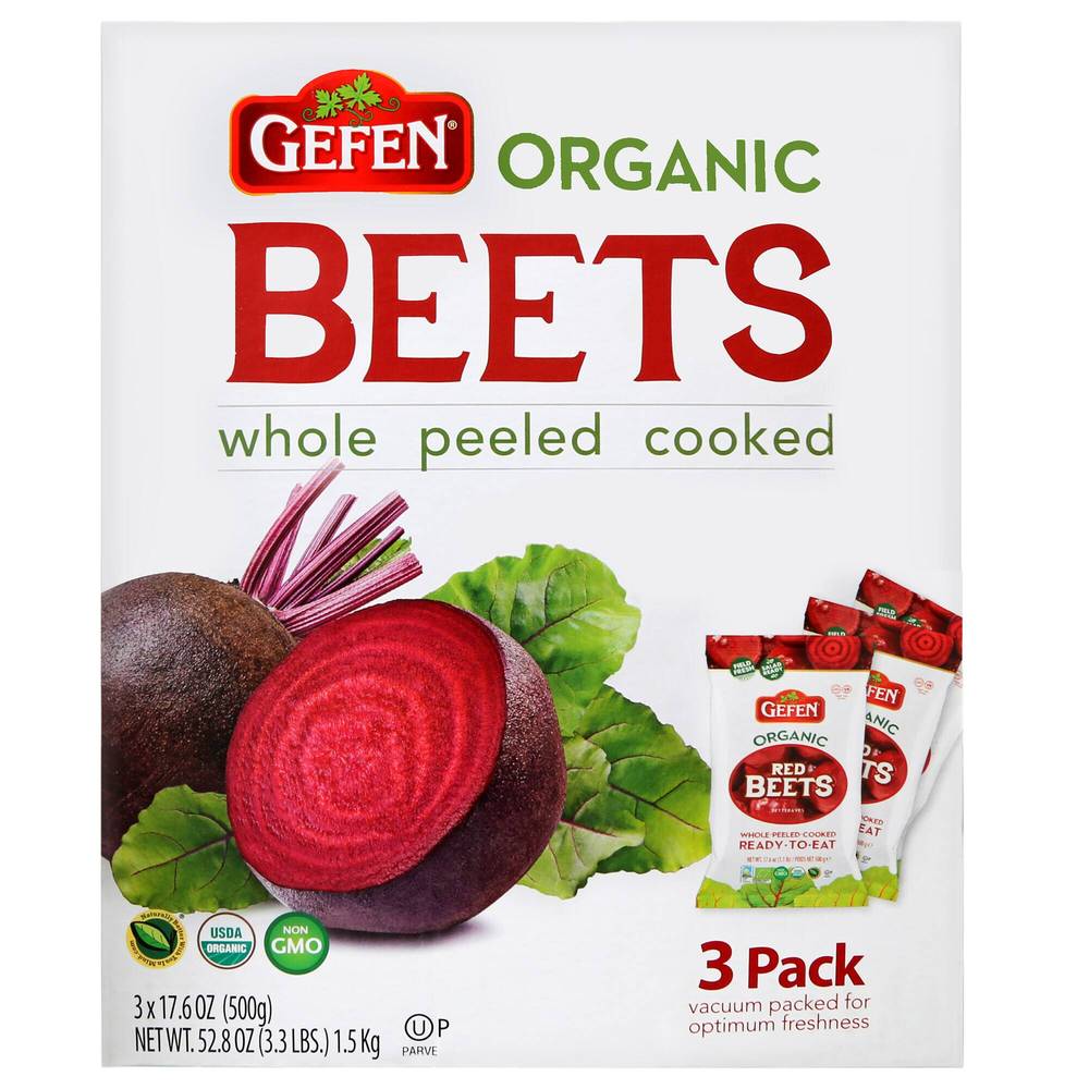 Gefen Organic Beets Whole Red Peeled Cooked (3 ct)