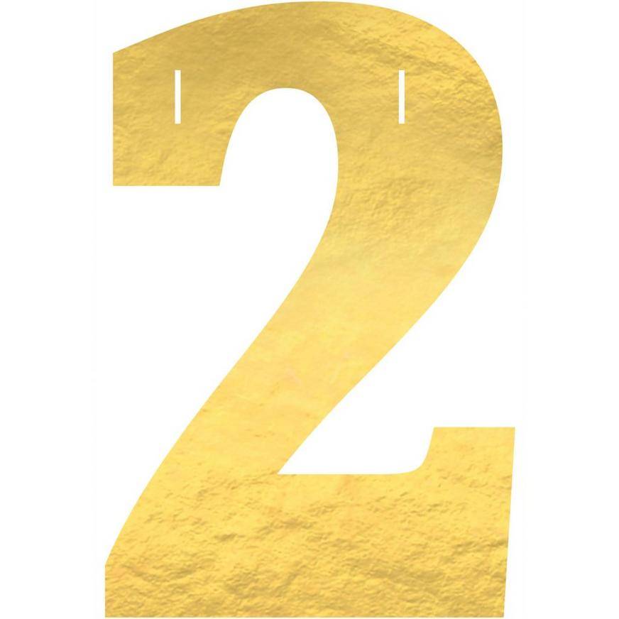 Metallic Gold Number (2) Cardstock Cutout, 6.25in x 4.5in - Create Your Own Banner