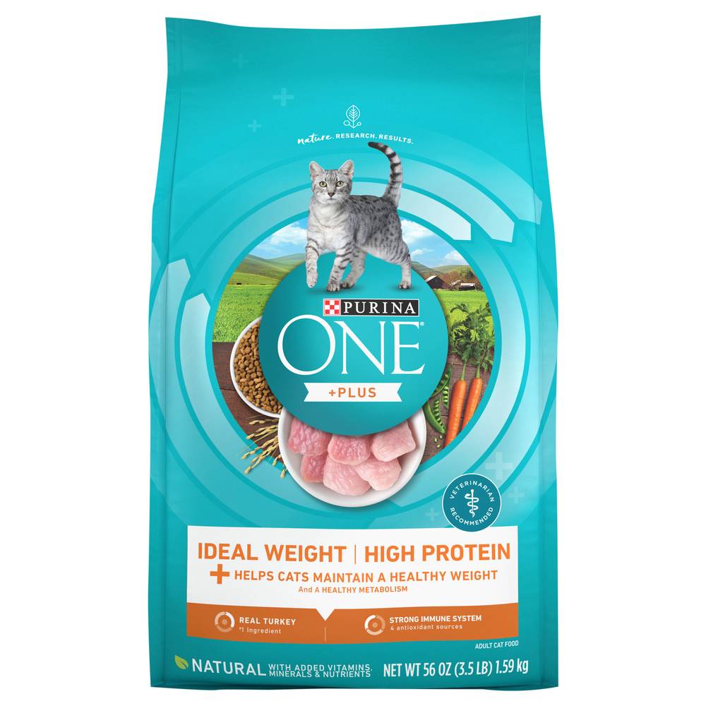 Purina One +Plus Ideal Weight High Protein Dry Cat Food With Turkey (3.5 lbs)