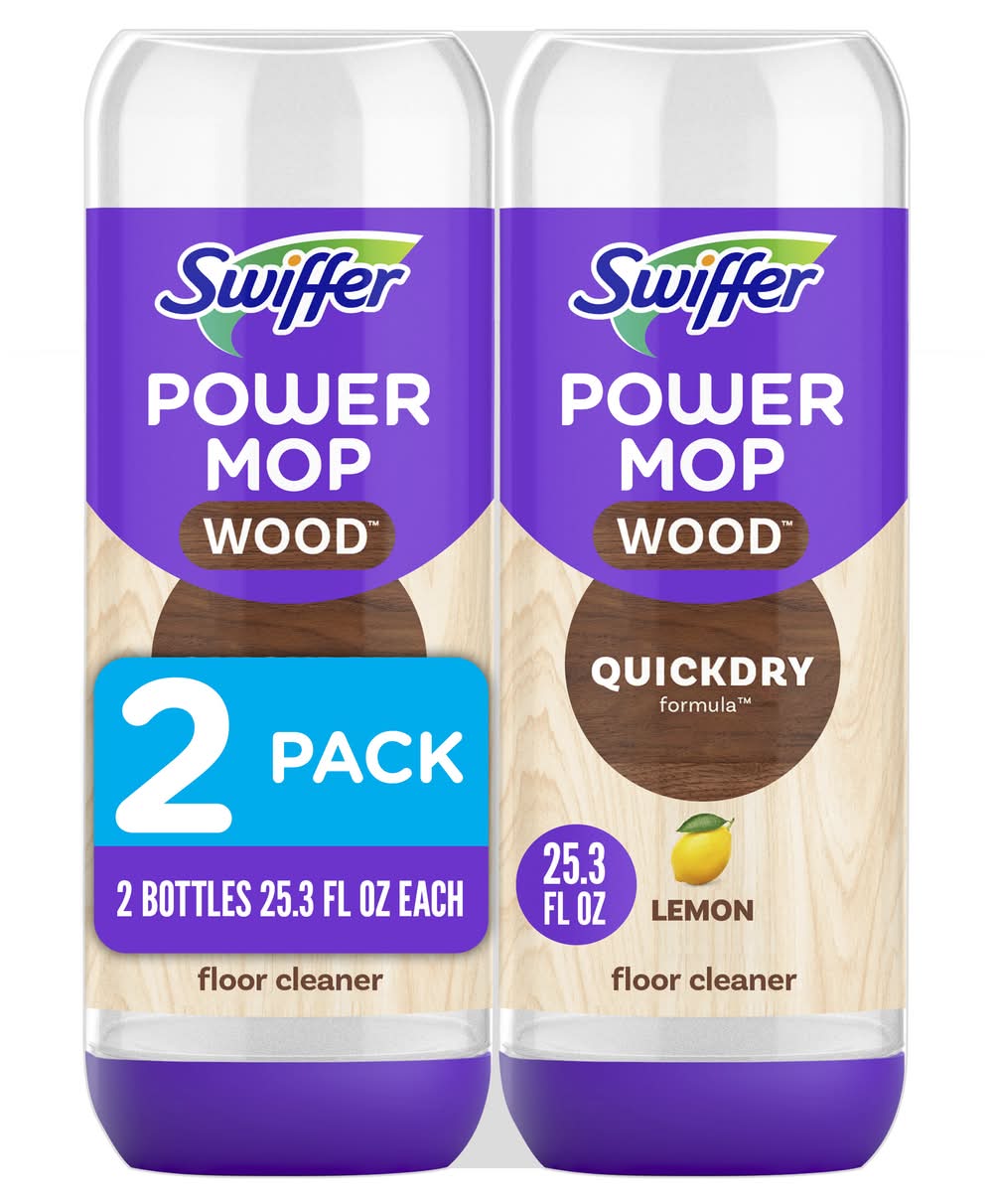 Swiffer Power Mop Wood Refill Lemon Spray Floor Cleaner 2 -Count