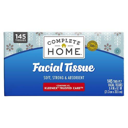 Complete Home Facial Tissue Flat Box, Assorted Styles - 145.0 sh