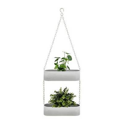 2 Tier Hanging Metal Trough Wall Planter White - Danya B.: Indoor/Outdoor Nautical Decor, No Assembly Required