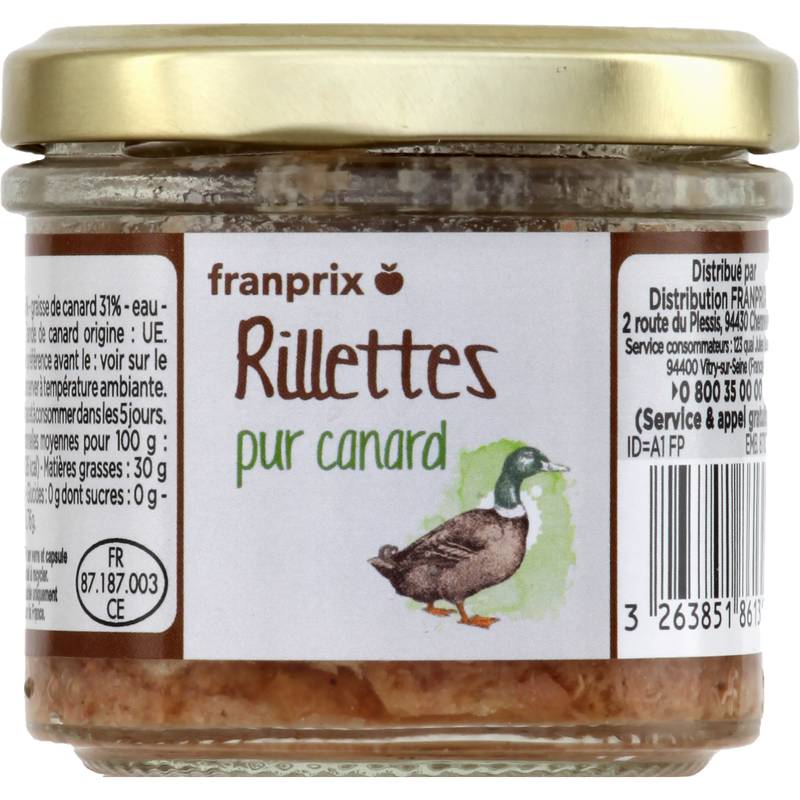 Franprix - Rillettes pur canard (90g)