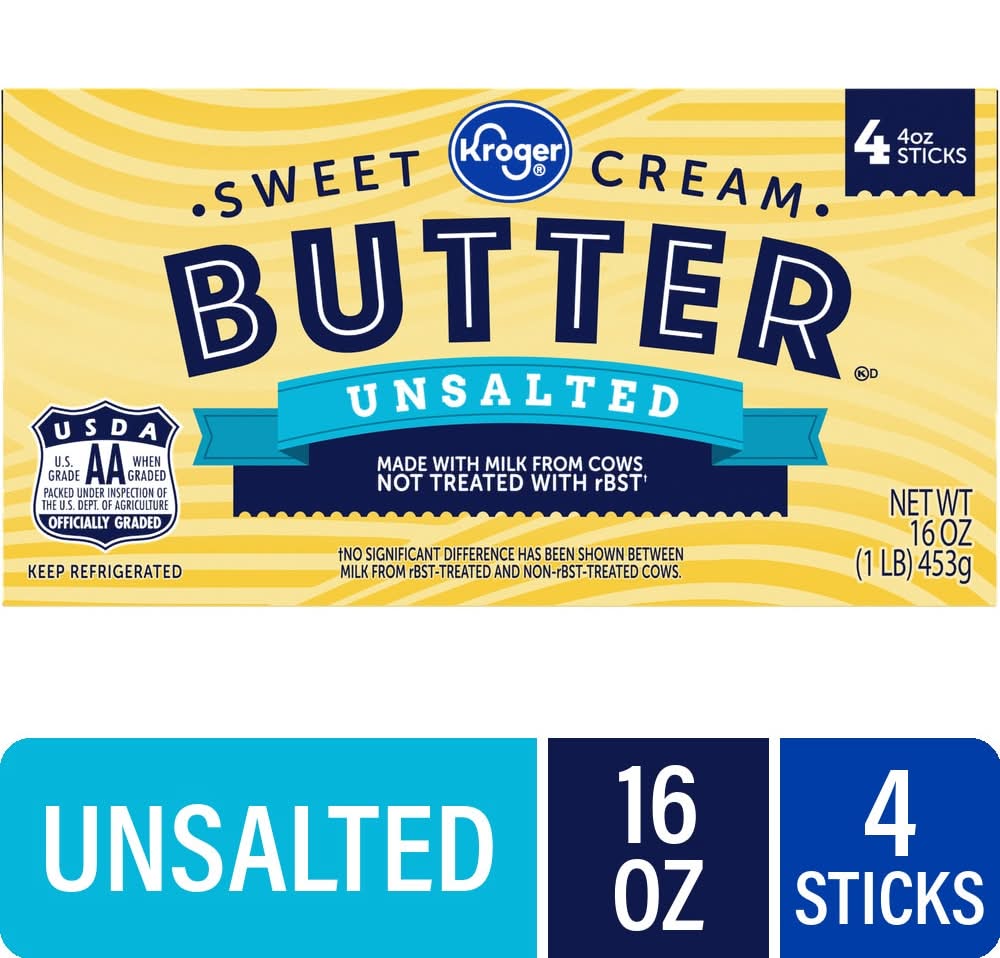 Kroger Sweet Cream Unsalted Butter Sticks (4 x 4 oz)