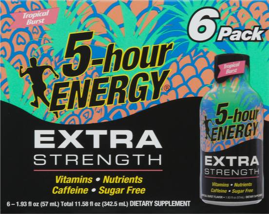 5-Hour Energy Extra Strength Tropical Burst Energy Drink (6 ct, 11.58 fl oz)