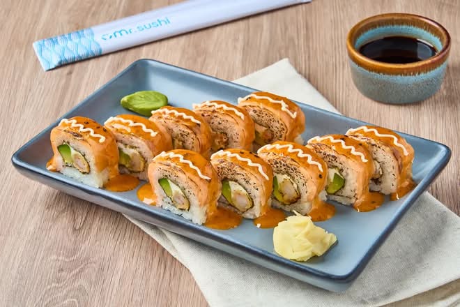 Sushi Mr. Diablo - Salmón Ahumado, Camarón Crunchy y Queso